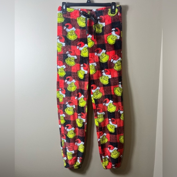 Dr. Seuss Cozy Grinch Santa Hat Holiday Pajama Pants - Red and Green Size Small - Picture 2 of 7